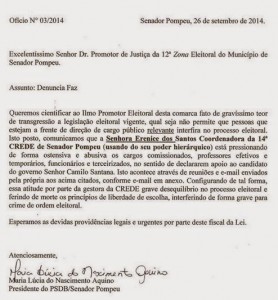 Documento da denúncia crede 14 senador pompeu