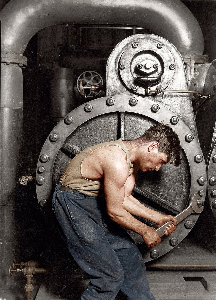 Lewis Hine trabalhando numa indústria americana, 1920